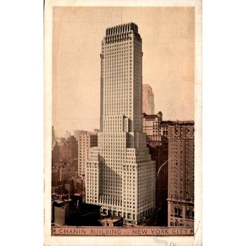 Chanin Building New York City gratte-ciel Art Déco carte postale ancienne Manhattan