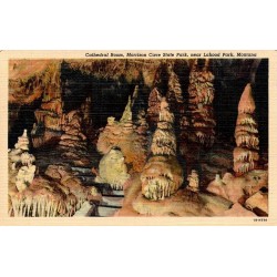 Cathedral Room Morrison Cave Lahood Park Montana carte postale ancienne CT Art Colortone
