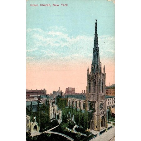 Grace Church New York Manhattan église néogothique carte postale ancienne McGown Silsee