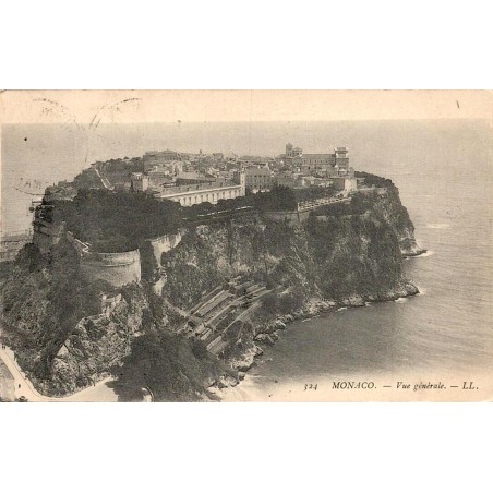 Monaco vue générale carte postale ancienne LL Lévy circulée 1907 Principauté de Monaco