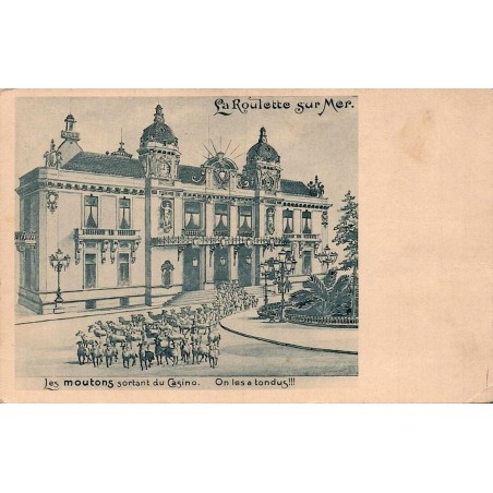 La Roulette sur Mer les moutons sortant du casino on les a tondus carte postale ancienne humoristique
