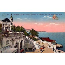 Monte Carlo vue sur le Casino les Terrasses et le Cap Martin carte postale ancienne LL 261