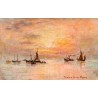 Sunset on the Thames Oilette Raphael Tuck carte postale ancienne coucher de soleil Tamise