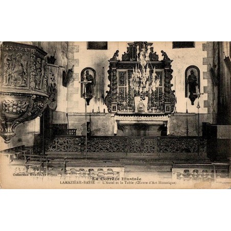 Carte postale ancienne autel et table-œuvre d’art historique à L’Amazier-Basse Corrèze