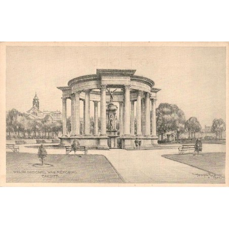 Carte postale ancienne Welsh National Memorial Cardiff éditée par Williams Mewis non circulée