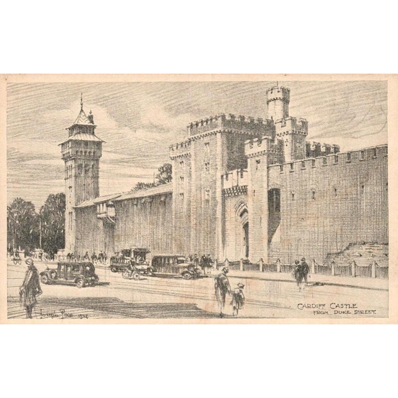 Carte postale ancienne Cardiff Castle From Duke Street éditée par Williams Lewis non circulée