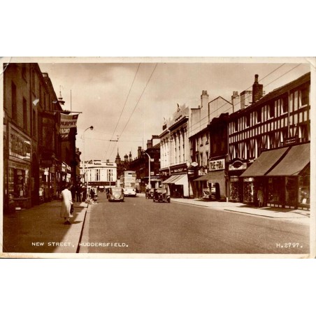 Carte postale semi-moderne Huddersfield New Street Angleterre circulée en 1951 vue urbaine du Yorkshire