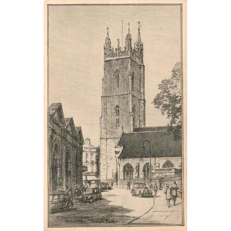 Carte postale ancienne Saint John Church Cardiff Pays de Galles éditée par Williams Lewis