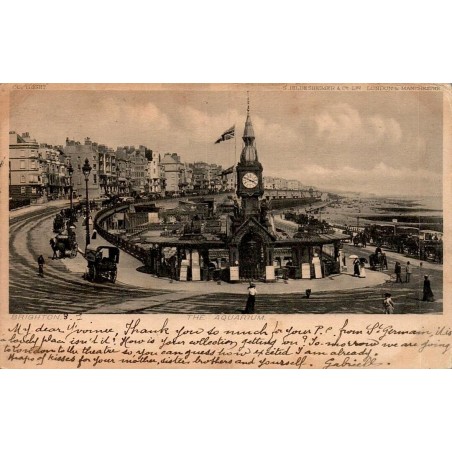 Carte postale ancienne Brighton The Aquarium Angleterre vue du front de mer et aquarium historique