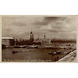 Carte postale CPSM Londres Houses of Parliament et Lambeth Bridge vue sur la Tamise