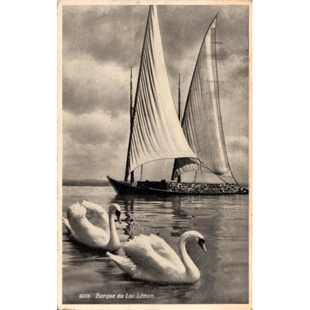 Carte postale ancienne Barque du Lac Léman Suisse éditée par Jaeger circulée en 1936