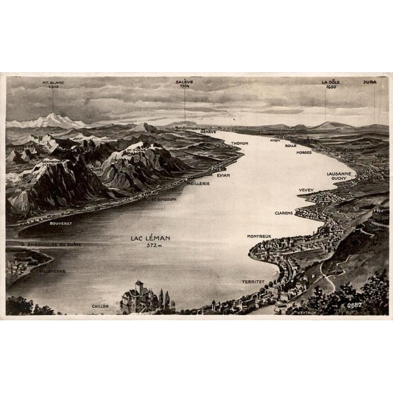 Carte postale ancienne Le Lac Léman Suisse circulée en 1928 éditée par Société Graphique Neuchâtel