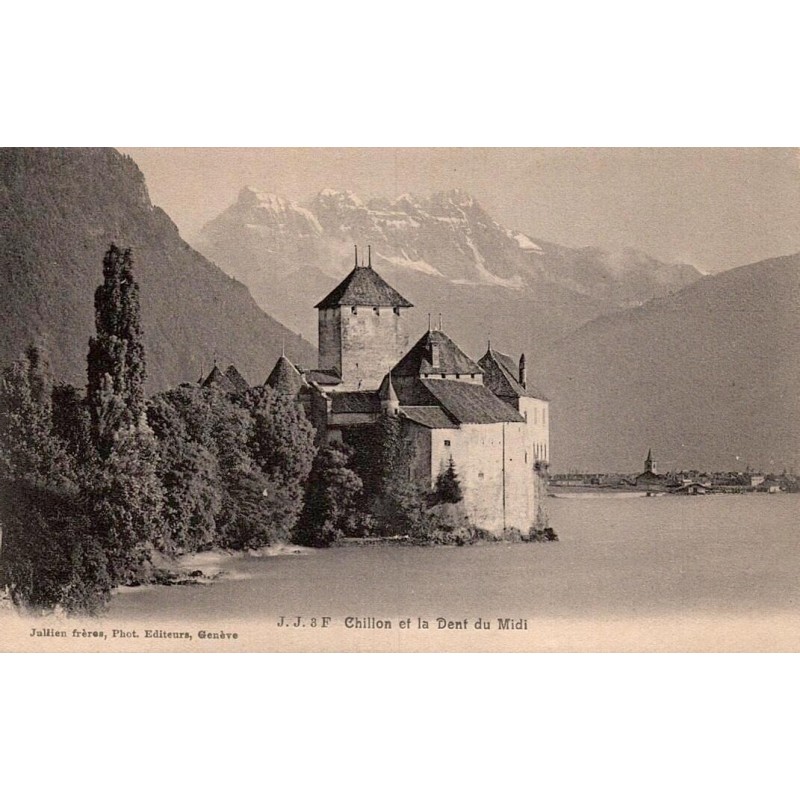 Carte postale ancienne Chillon et la Dent du Midi Suisse série J.J. 8F Jullien Frères Genève