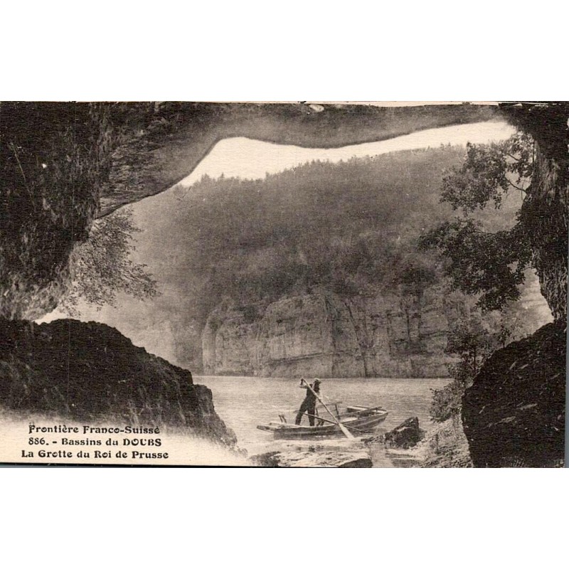 Carte postale ancienne Bassin du Doubs Grotte du Roi de Prusse frontière franco-suisse éditée par CIB