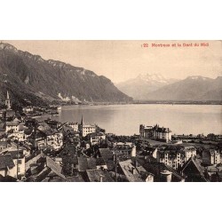 Carte postale ancienne Montreux et la Dent du Midi Suisse circulée en 1912 éditée par Photoglob