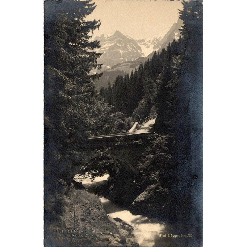 Carte postale ancienne Steinige Brücke am Weg Boden près d’Adelboden en Suisse