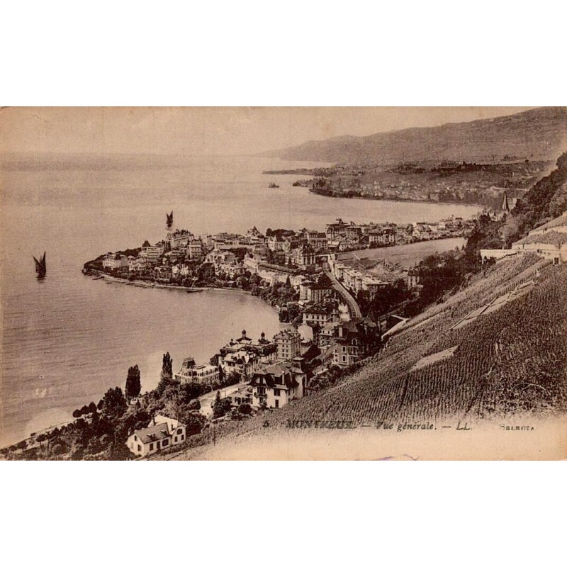 Carte postale ancienne Montreux vue générale Suisse circulée en 1920 éditée par Lévy et Fils LL