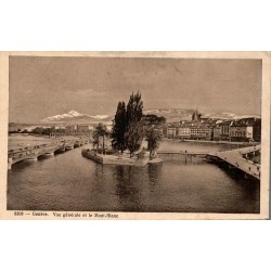 Carte postale ancienne Genève vue générale et Mont Blanc numéro 8309 éditée par Phototypie Co