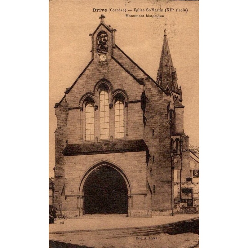 Carte postale ancienne de l’Église Saint-Martin à Brive Corrèze édifice roman