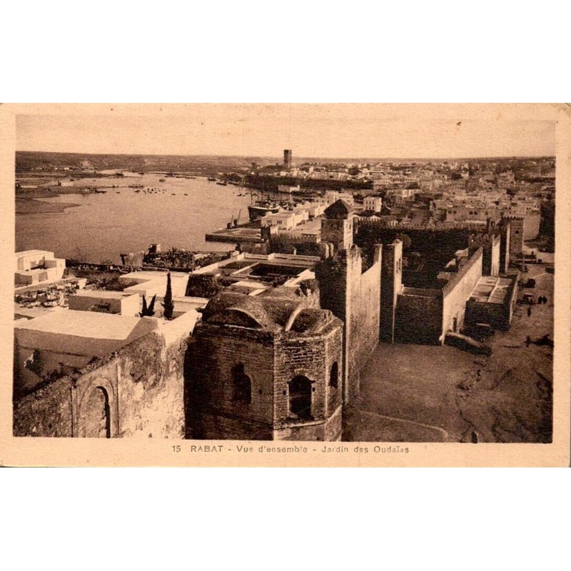 Rabat Jardins des Oudaïas vue d’ensemble Maroc carte postale ancienne CPA numéro 15