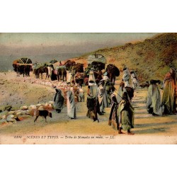 Tribu de nomades en route Maroc carte postale ancienne CPA LL scènes et types circulée