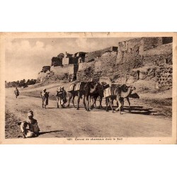 Convoi de chameaux dans le Sud Maroc carte postale ancienne CPA circulée éditeur L.M. Casablanca numéro 1401