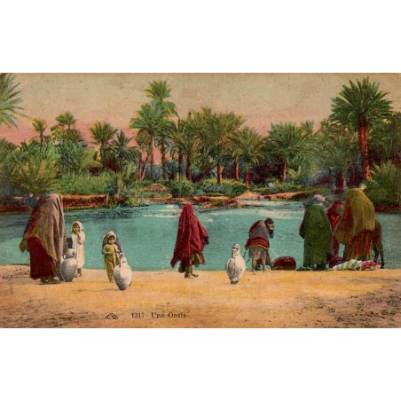 Une Oasis Algérie carte postale ancienne CPA circulée numéro 1317 paysage saharien