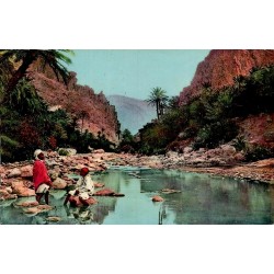 Carte postale semi-moderne El Kantara au bord d’El Oued dans les gorges d’El Kantara Algérie CPSM circulée 1956