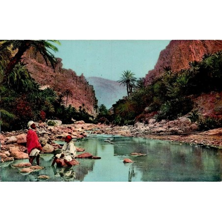 Carte postale semi-moderne El Kantara au bord d’El Oued dans les gorges d’El Kantara Algérie CPSM circulée 1956