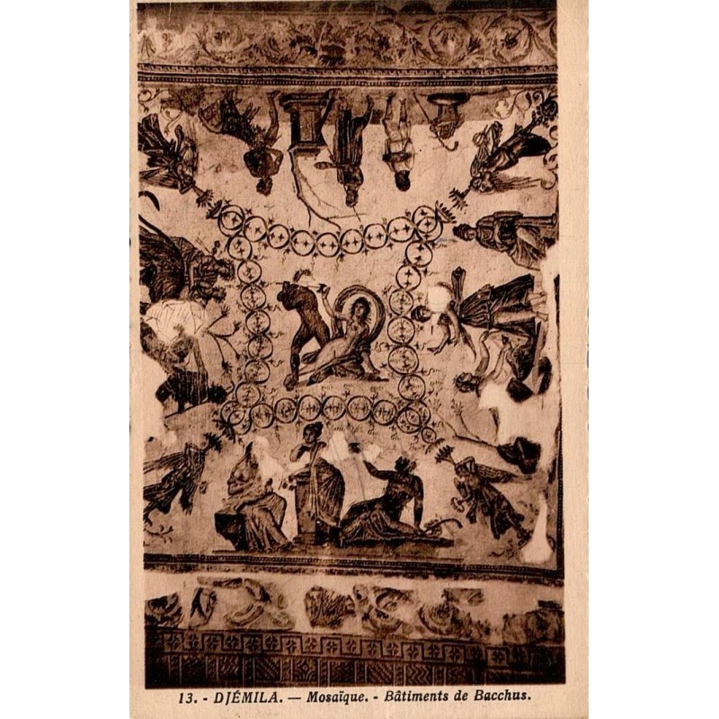 Carte postale ancienne Djemila mosaïque Bâtiments de Bacchus Algérie CPA série 13