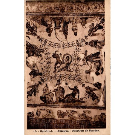 Carte postale ancienne Djemila mosaïque Bâtiments de Bacchus Algérie CPA série 13