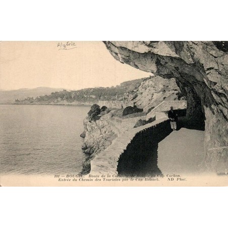 Carte postale ancienne Bougie route de la Corniche au Cap Carbon Algérie CPA série 101