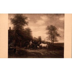 Carte postale ancienne Bruxelles Halte des Voyageurs Isaac van Ostade Musée de Bruxelles CPA Neurdein