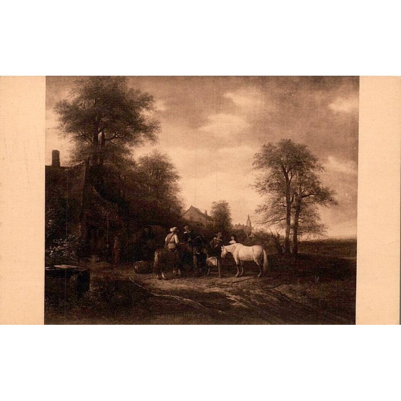 Carte postale ancienne Bruxelles Halte des Voyageurs Isaac van Ostade Musée de Bruxelles CPA Neurdein