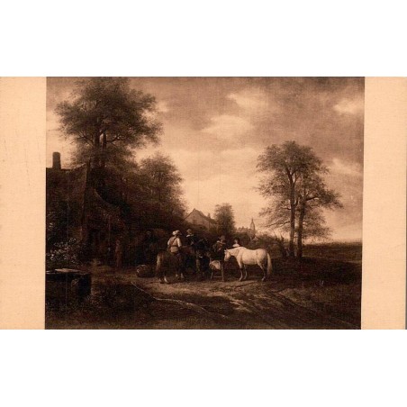 Carte postale ancienne Bruxelles Halte des Voyageurs Isaac van Ostade Musée de Bruxelles CPA Neurdein