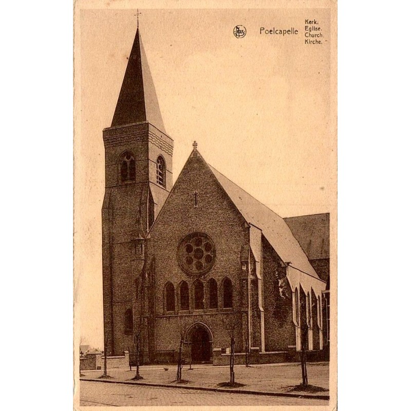 Carte postale ancienne Poelcapelle Église Belgique CPA village de Flandre-Occidentale