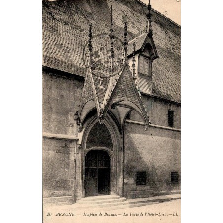 Carte postale ancienne de la porte de l’Hôtel-Dieu des Hospices de Beaune