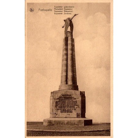 Carte postale ancienne non circulée représentant le Monument Guynemer à Poelcapelle, mémorial de la Première Guerre mondiale.