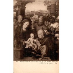 Carte postale ancienne reproduisant L'Adoration des Mages de Bernard van Orley et Joachim Patinier au Musée Royal d'Anvers.