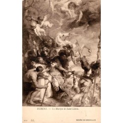 Carte postale ancienne reproduisant Le Martyre de Saint-Liévin de Pierre Paul Rubens au Musée de Bruxelles, référence LL 212.