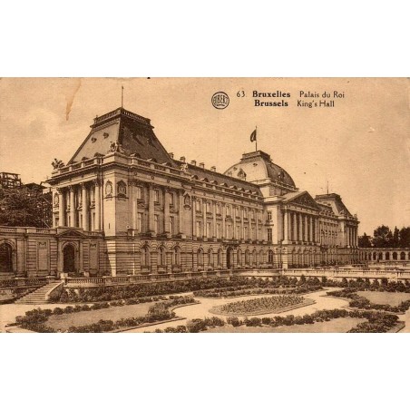 Carte postale ancienne non circulée représentant le Palais du Roi à Bruxelles, édition Albert n°63.