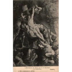 CPA reproduisant L'Élévation de Croix de Pierre Paul Rubens à la Cathédrale Notre-Dame d'Anvers, édition G. Hermans.