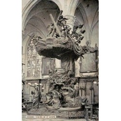 Carte postale ancienne Anvers Chaire de Saint-André intérieur église Belgique