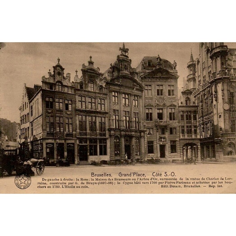 Carte postale ancienne Bruxelles Grand-Place côté sud-ouest maisons de corporations édition Desaix