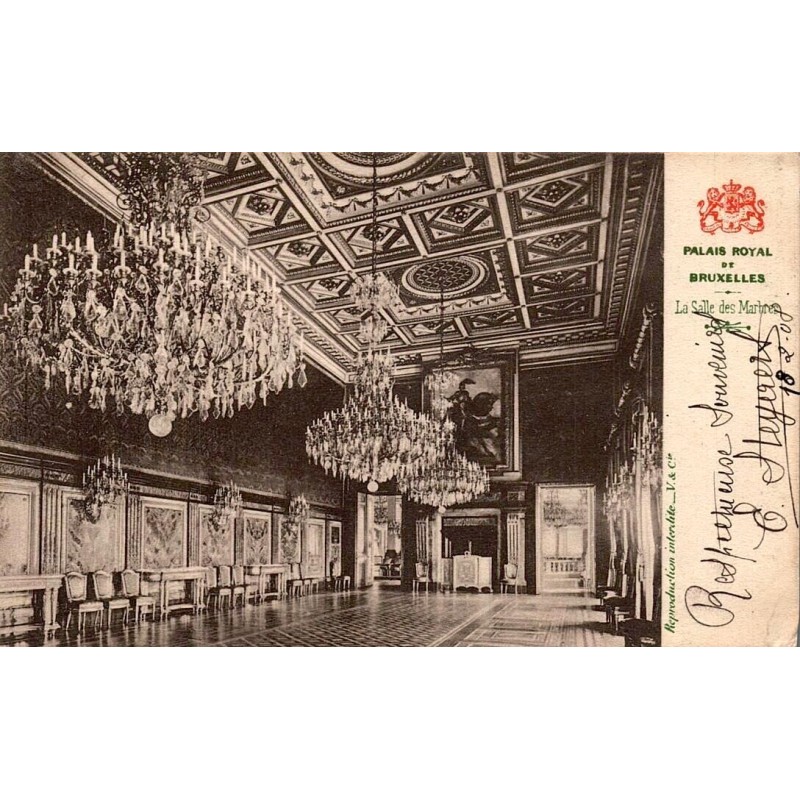 Carte postale ancienne Bruxelles Palais Royal Salle des Marbres intérieur Belgique