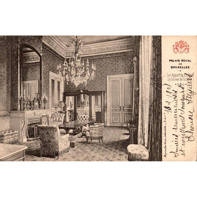 Carte postale ancienne Bruxelles Palais Royal Cabinet de Toilette du Khédive Belgique