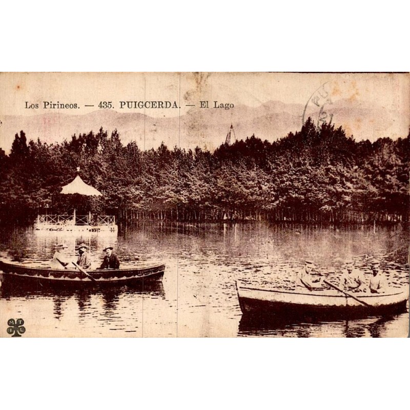 Carte postale ancienne Puigcerdà El Lago barques lac Catalogne Espagne