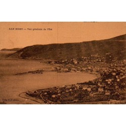 San Remo vue générale de l'Est carte postale ancienne CPA panorama de la baie, du port et de la Riviera ligure.
