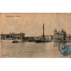 Barcelona Puerto monument à Christophe Colomb carte postale ancienne CPA circulée