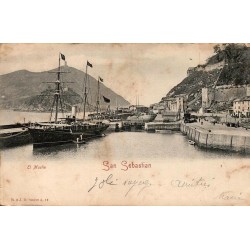 San Sebastian El Muelle port navires vapeur carte postale ancienne CPA Espagne